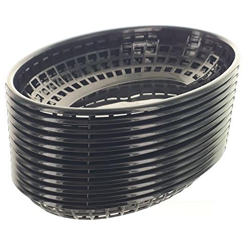 BarBits Black Oval Fast Food Basket - American Diner Basket, Plastic Serving Platter For Side Or Dinner Orders (36) Cover