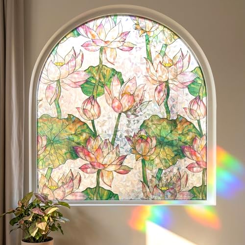 Vinilo para ventana Lotus Flower 3D Prism 17.7x78.7 pulgadas miniatura 6