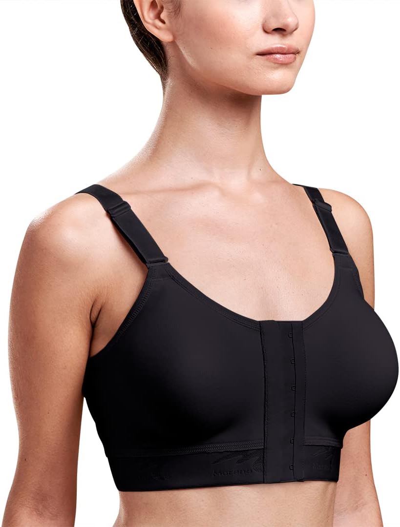 MARENA Caress Low Coverage Pocketed Bra - Compression Support Mastectomy Bra Black - Image 3