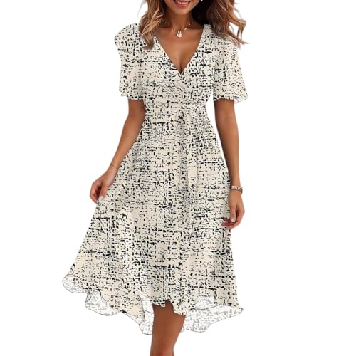 Mini robe à volants avec manches courtes fluides et anti-plis