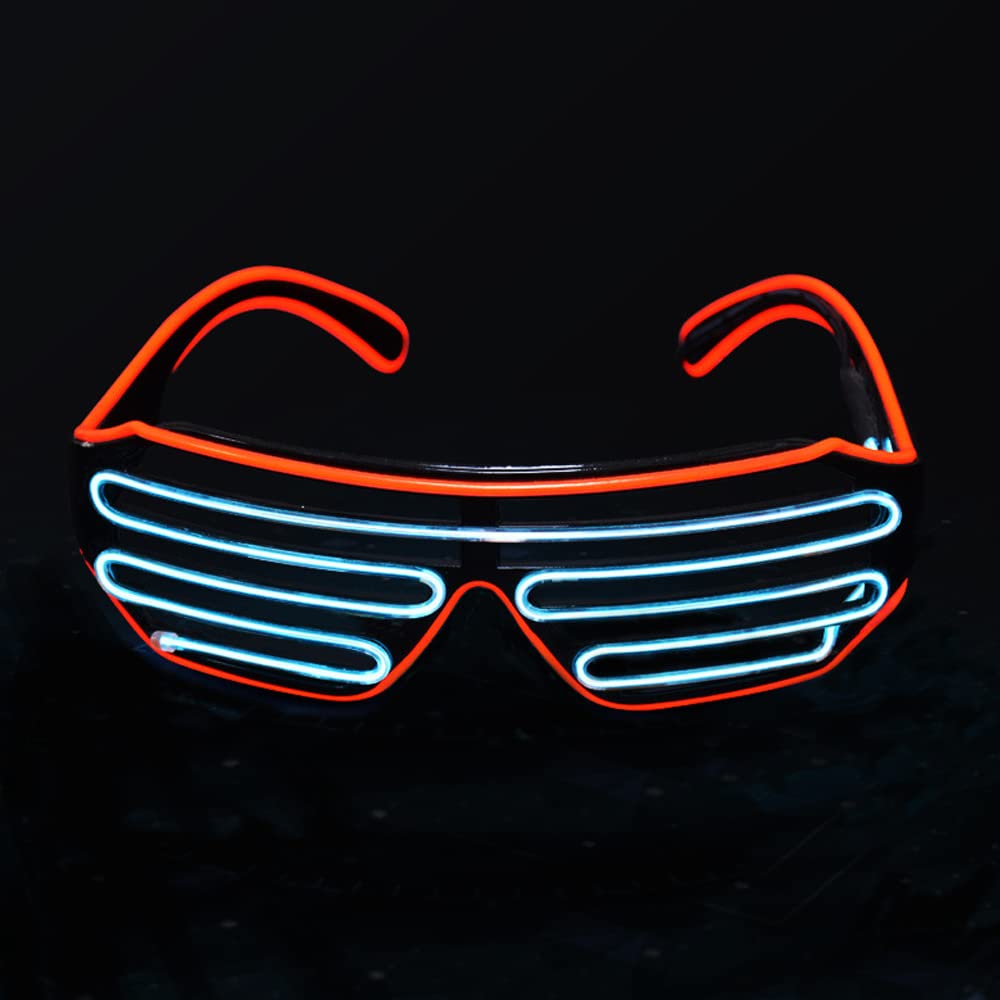 MIDYUID Light Up Glasses El Wire Shutter Neon Rave Flashing Luminous Eyewear for Nightclub Halloween Rave Party Disco DJ Music Concert Live Fancy Dress EDM Birthday Christmas