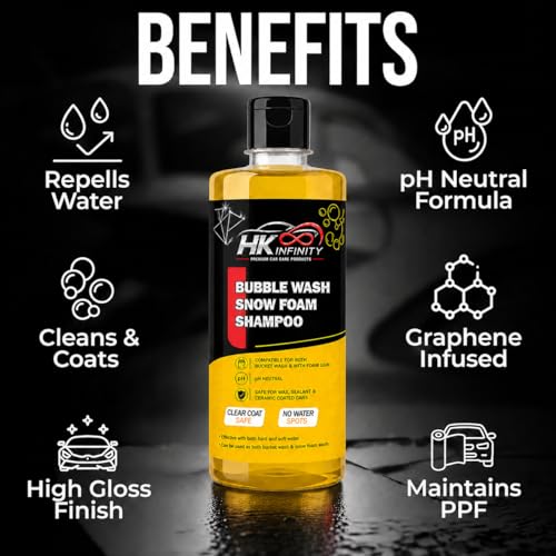Image of Car Shampoo 500ml | Snow Foam Bubble Wash, pH Neutral High Suds Liquid | For Foam Gun, Pressure Washer & Bucket | Wax & Ceramic Coat Safe | Removes Dirt & Mud | Cars, Bikes & SUVs