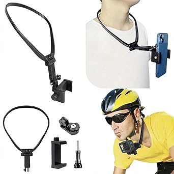 Suicune Neck Phone Holder - POV/Vlog Neck Mount for Phones - Hands Free! with Phone Clip, Anti-Shake Chest Strap for Recording Video Compatible with iPhone Android Phones