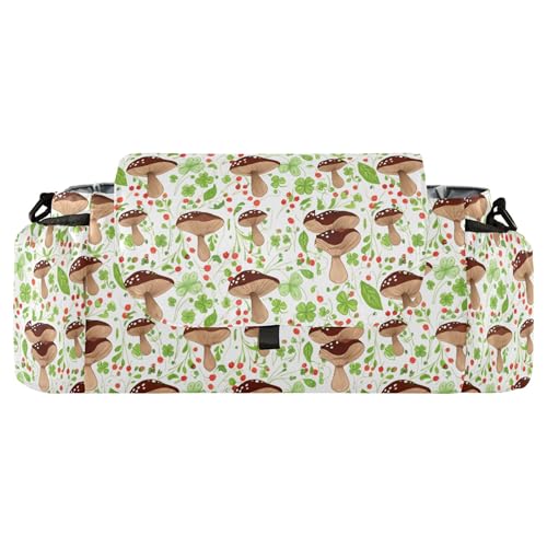 Burbuja Brown Mushrooms Stroller Organizer with Insulated Cup Holders, Non-Slip Stroller Caddy Universal Fits Most Strollers, Nursery Accessories