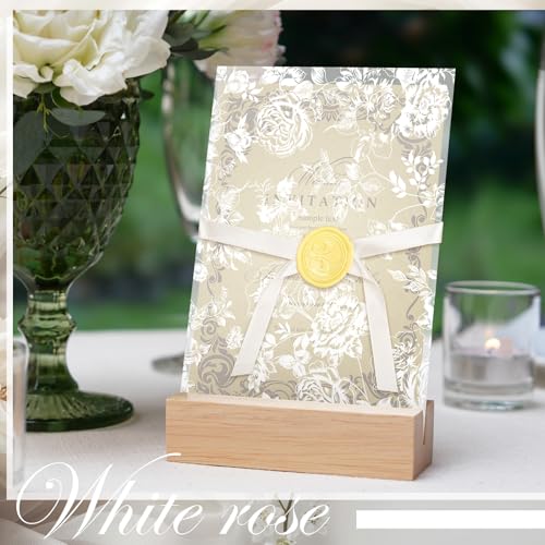 Fullhawl 100 Pcs Wedding Vellum Jackets Bulk for 5x7 Invitations Vellum Paper Wedding Invitation Accessories Kit Envelope Inserts Liners for Bridal Shower Baby Shower Birthday Mother (Rose)