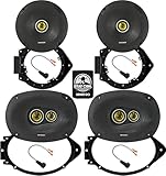 Kicker Speakers 6X9 & 6.5 inch for Chevrolet Silverado 2500HD/3500HD(Crew Cab)2015-2024 Upgrade Kit - 2 Pairs of CS Series with Adapters and Harness, Car Audio Front & Rear Door Speaker CSC693 & CSC65