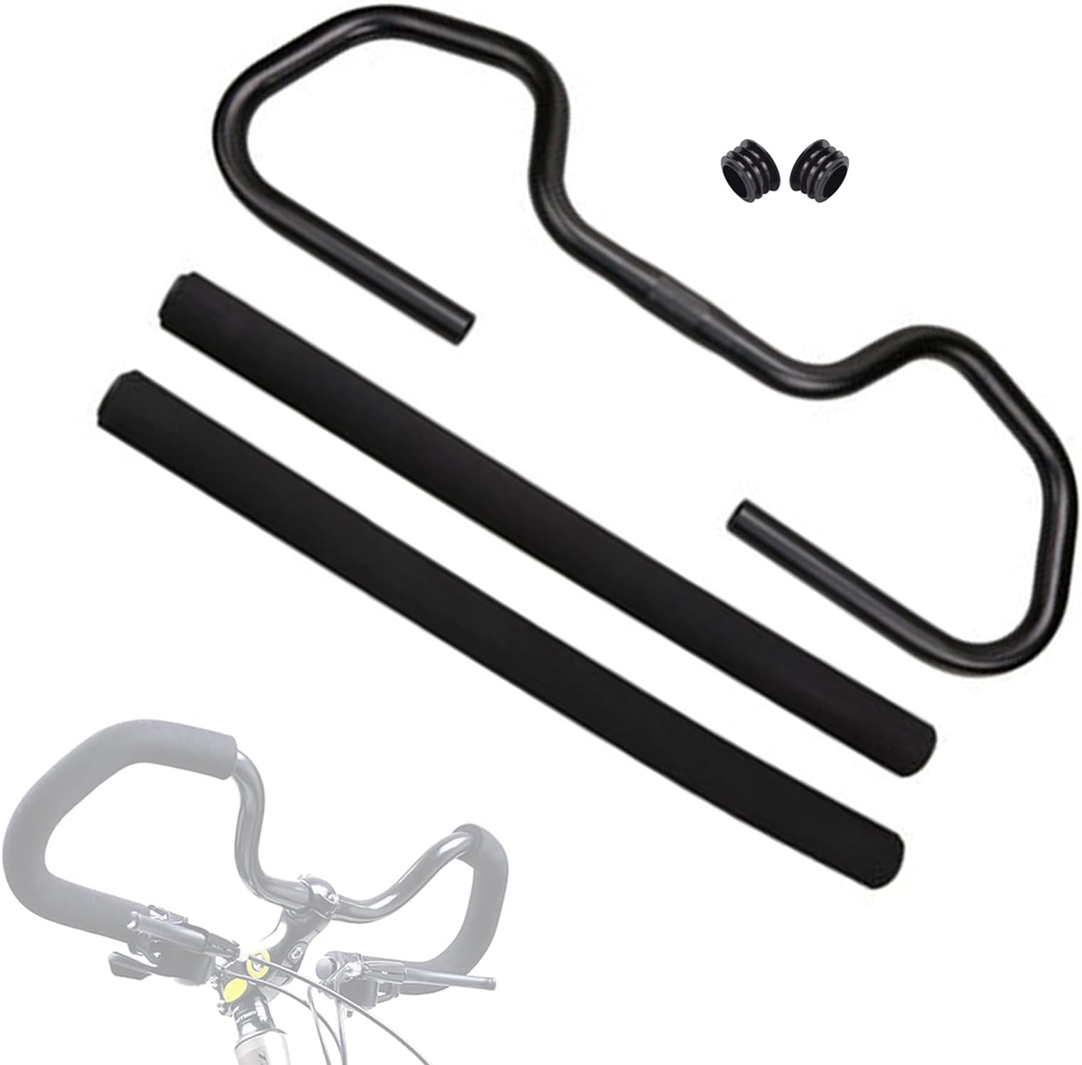 hujio Ultralight Butterfly Handlebar, Thicken Bike Butterfly Handlebar Sponge Cover, Aoligei Alloy Multi-Position Handle Bar Bike 25.4mm/31.8mm, Black Anti-Slip Design25.4mm
