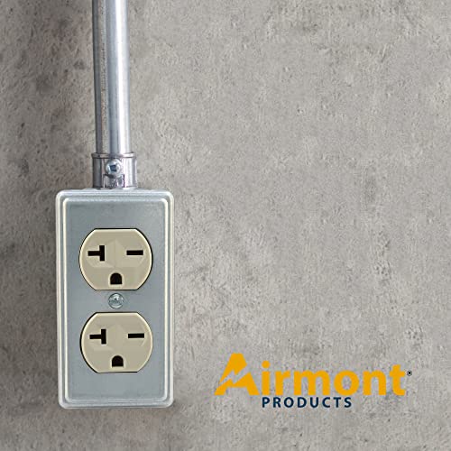 (Pack Of Box And Cover) 4X2 Inch Utility Electrical Box, Outlet Box, Duplex Receptacle Cover, Drawn Construction, Ten 1/2 Inch Knockouts, Raised Ground, 1-7/8" Deep, 13 Cu. In. Capacity, Galvanized Steel #TOP6