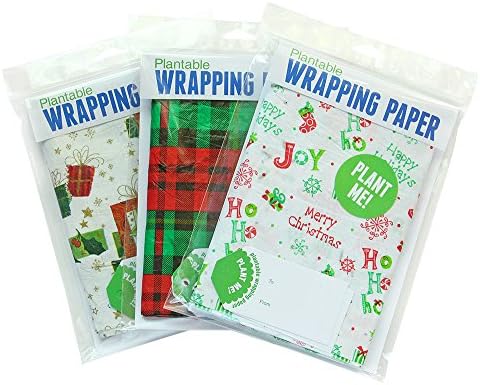 Blooming Plantables Wrapping Paper Holiday Presents, Presently Plaid, Happy Holidays