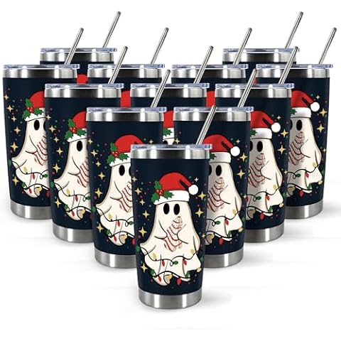Paoren 12 Pcs Christmas Tumblers Set Cover