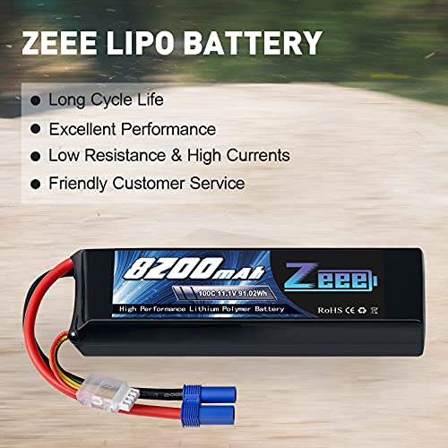 Zeee 3S 8200Mah Lipo Battery 11.1V 100C Ec5 Connector Soft Case Battery With Metal Plates For Rc Car Rc Truck Tank Racing Hobby Models (2 Pack) #TOP4