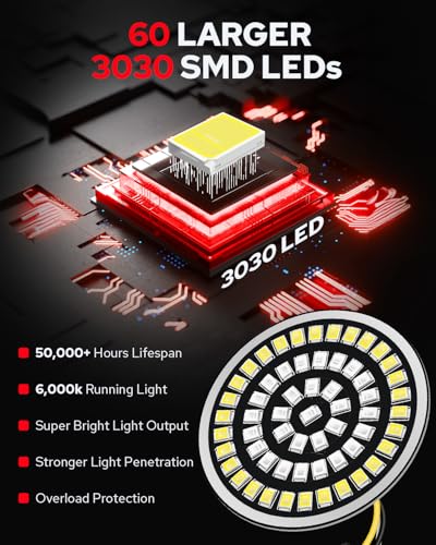 Benlari New 1157 LED Turn Signals Super Bright 60 LED Front Rear Lights Lens Kit Compatible for Harley Davidson Street Glide Road Glide Touring Dyna Softail Sportster Iron 883 1200 Superlow