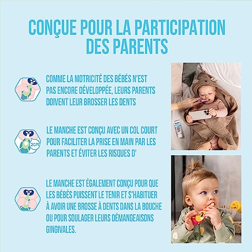 Jordan ® | Step 1 | Brosse à dents pour bébés de 0 à 2 ans | La brosse à dents originale pour tout-petits avec des poils extra doux et un anneau de morsure doux pour les gencives des bébés | 2 unités – vue 4