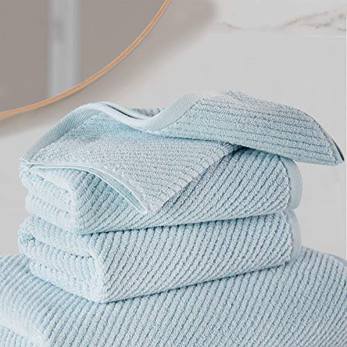 Alfred Sung Home 100% Cotton Quick Dry Textured Bath Towel Set, 6 Piece Set, Includes 2 Bath Towels, 2 Hand Towels And 2 Washcloths, Highly Absorbent, Fast Drying, Luxury Bathroom Towels (Lagoon Blue) #TOP4
