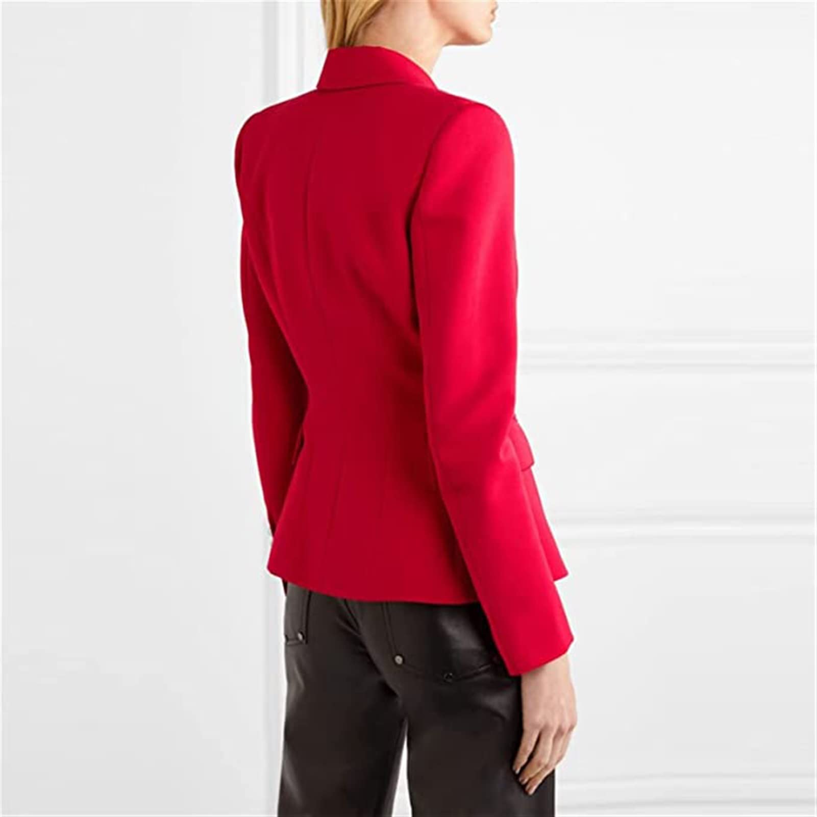 Damen Elegant Langarm Blazer Einfarbig Slim Fit Geschäft Büro Jacke Mantel Casual Anzüge Revers Outwear Neue Frühlings Mantel