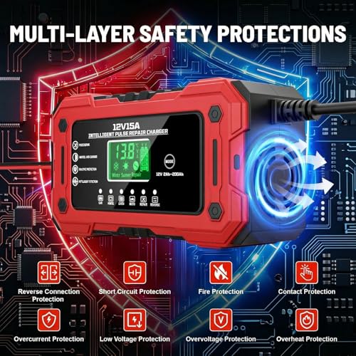 image for YDBAO Battery Charger 15A 12V Fully Automatic Smart Trickle Car Batter