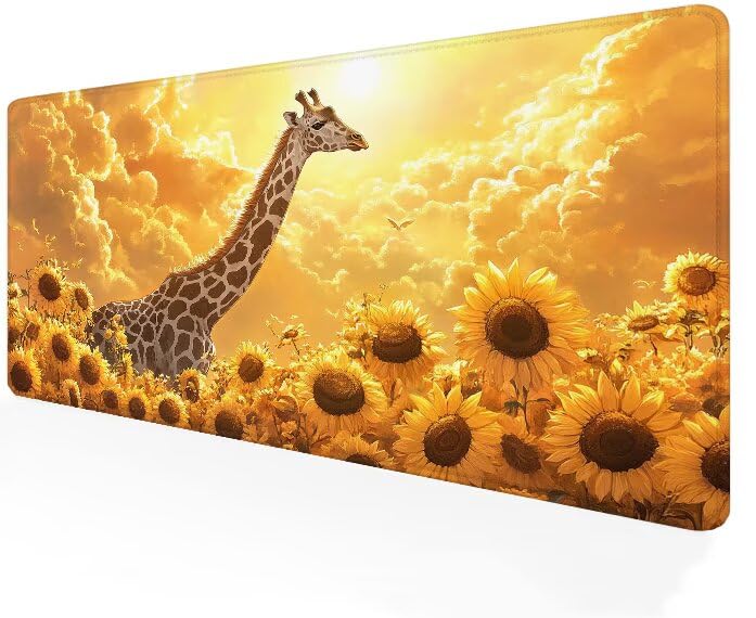 Tapis de souris gamer jaune XXL grand format 900x400 antidérapant avec bords cousus durables