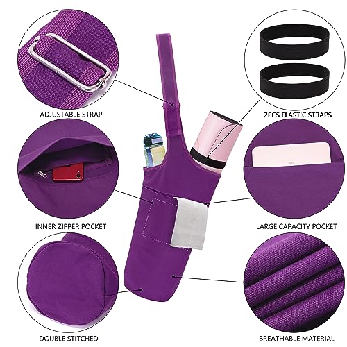 Yoga Mat Bag, Ginsco Yoga Mat Bag Carrier With Adjustable Wide Shoulder Strap, Long Tote Large Side Pocket And Zipper Pocket Fits Most Size Mats Yoga Accessories With 2 Pcs Elastic Yoga Mat Strap For Women Men Grils Yogis Gym Work Out Violet #TOP1