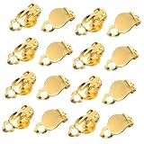 Angoily 20 Piezas Clips para Pendientes Convertidor Redondo Componentes Planos para Orejas Sin Perforar Herramientas de Joyería DIY Color Dorado