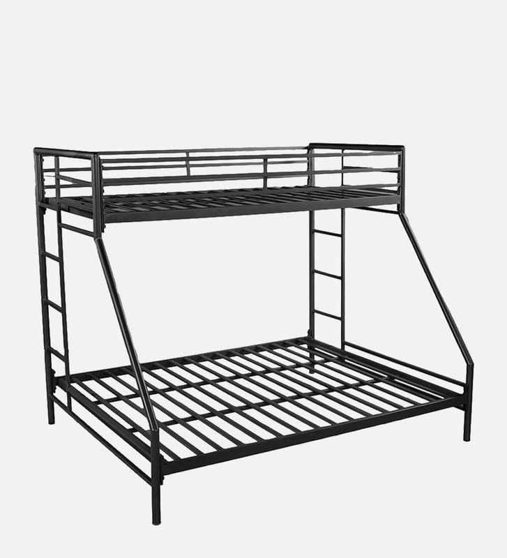 Image of Twin Over Twin Metal Bunk Bed | Bunk Bed Without Storage for Kids & Adult | Double Decker Cot for Kids Room | Space-Saving | Metal Bunker Cot (Mattress Included) (Brown)