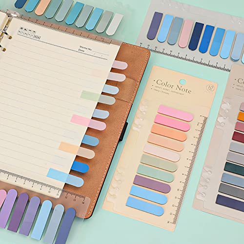 Abas adesivas, 200 peças coloridas de índice adesivo, 10 cores, translúcidas, transparentes, para an