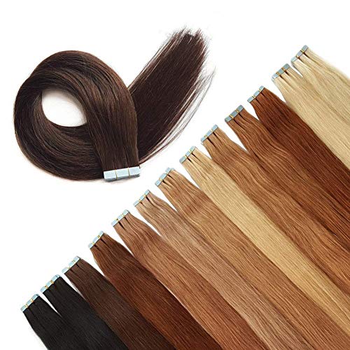 ShowCoco True Copper/Vibrant Red Brown/Dark Auburn (#33) Tape in Hair Extensions Real Human Hair 22 inches Remy Tape in Skin Weft Hair Extensions 50 Grams(20pcs/pack)