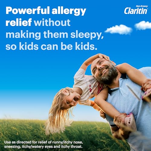 Claritin Grape Flavored Kids Allergy Relief - Non Drowsy Liquid Antihistamine for 24 Hour Childrens Allergy Relief, Dye, Alcohol, and Sugar Free Medicine for Children 2 Aged Years and Older