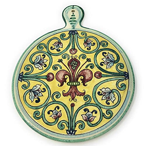 CERAMICHE PARRINI - Italian Ceramic Art Utensil Kitchenware Tile Trivet Pottery Decorated Lily Hand Painted Made in ITALY Tuscan