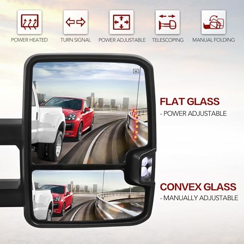 EVERESTWAY Power Heated Towing Mirrors Compatible for 2014-2019 Chevy Silverado GMC Sierra 1500 2500 HD 3500 HD w/Sequential Turn light Pair Set-Black Not for Diesel Truck by EVERESTWAY - Image 2