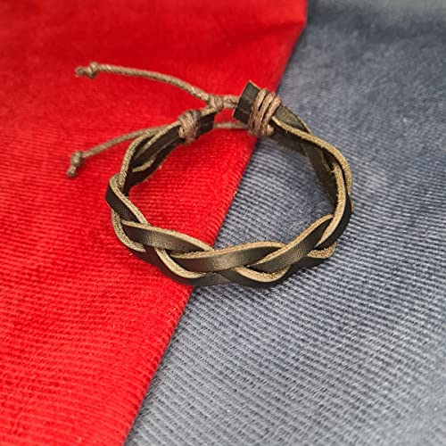 Kit 2 Pulseira Masculina Bracelete Couro Trançado Ajustável