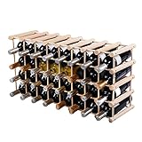 HAPPYGRILL Wood Wine Rack 40-Bottle Stackable Storage Stand Wine Display Shelves, Natural