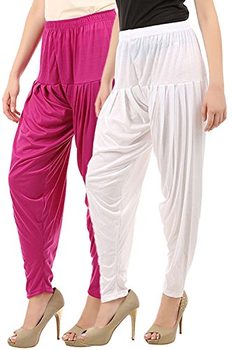 Image of Buy That Trendz Womens Patiala Pants Combo Pack of 2 Viscose Dhoti Patiyala Salwar Harem Bottoms Pants
