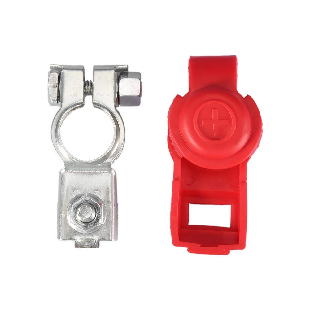 2Pcs Universal Car Battery Terminals - Copper Battery Cable Clamps With Protective Covers