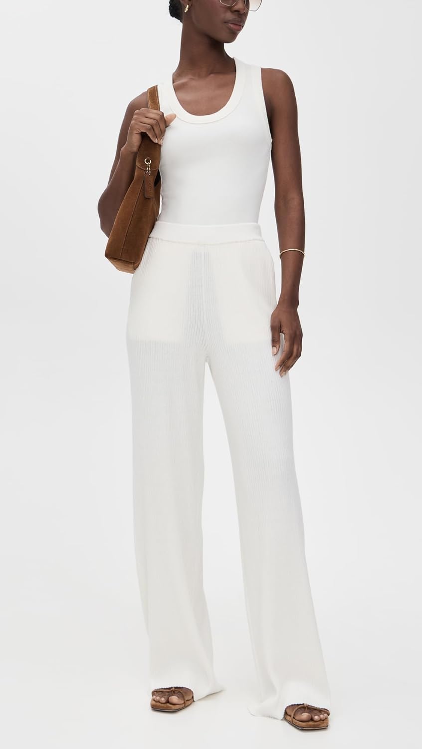 Anthony Thomas Melillo ATM Women's Cotton Cashmere Ribbed Wide Leg Pants - Image 5