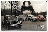 Plaque métal relief 30x20 cm Renault Renault 4 CV Tour Eiffel Produit sous licence officielle et/ou design exclusif