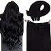 Fish Line Black Extensions Human Hair LaaVoo Natural Black Remy Human Hair Fish Wire Extensions Black One Piece Real Hair Extensions Straight Invisible Wire Thick Hair Extensions Black 100g 20