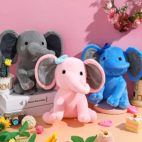 Glimin 6 Pieces Elephant Stuffed Animals 9.84 Inches Soft Cute Elephant Plush Toys For Baby Shower Elephant Themed Birthday Party Supplies (Blue) #TOP3