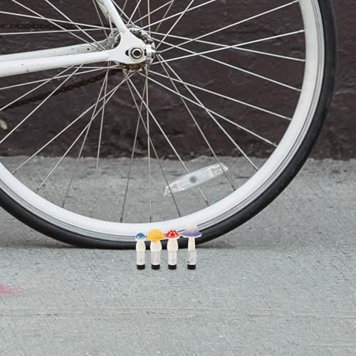 Toddmomy 4pcs Set de Tapas de Válvula de Neumáticos de Metal para Bicicletas y Vehículos, Cubiertas Resistentes al Clima para Bicicletas, Coches y Motocicletas miniatura 4
