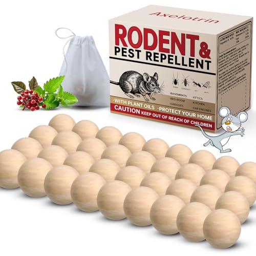 36Pcs Rodent Repellent Indoor, Peppermint Oil Mouse Repellent Balls, Natural Mice Repellent Safe Use...