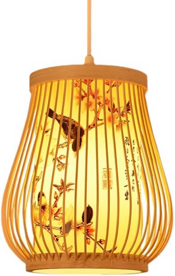 Lanterne salon suspension artisanale en rotin et bois, plafonnier haut de gamme MOCHAMIK