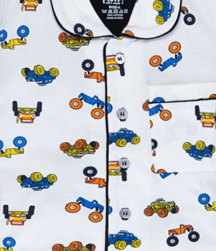 Image of Boys and Girls Pure Cotton Full Sleeve Night Suit | 1 Pajama Set (Car)
