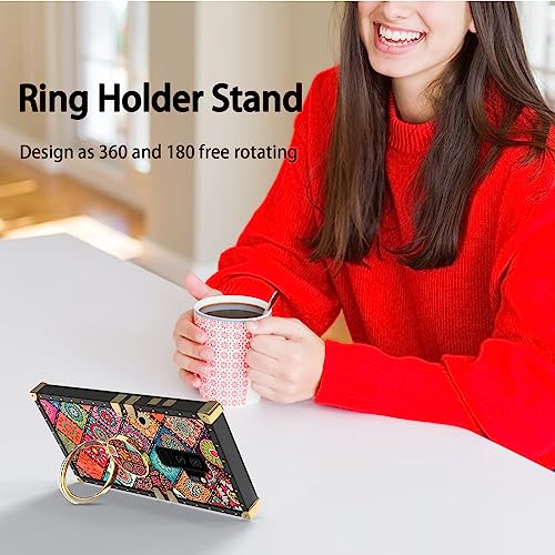 Image of for Samsung Galaxy S9 Plus Phone Case with Ring Stand & Lanyard Girls Women Bohemian Psychedelic Colorful Retro Boho Mandala Shockproof Protective Cover