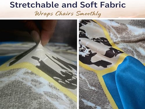Image of Dining Chair Covers Set of 2, Stretchable Removable Washable Anti-Slip Universal Fit Printed Polyester Spandex Slipcovers (Blue Marble)