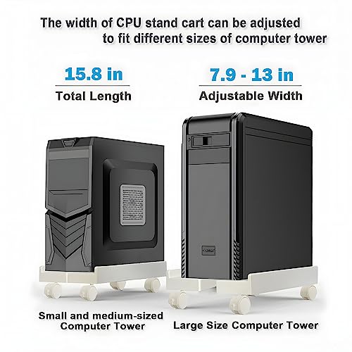 Kriico Computer Tower Stand, Adjustable Cpu Stand Cart, Mobile Pc Stand With Rolling Casters, Cpu Raise Fits Most Pc Gaming Office Desk Accessories(White) #TOP1