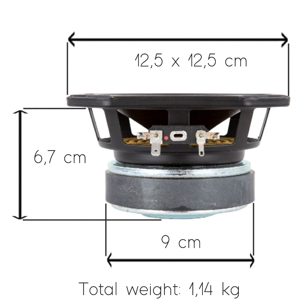 1 WOOFER FAITAL Pro 5FE100 Altavoz de 8 Ohm 13 cm 130 mm 5" de diámetro 80 Watt rms y 160 Watt MAX para hogar sensibilidad 88 db, 1 Pieza