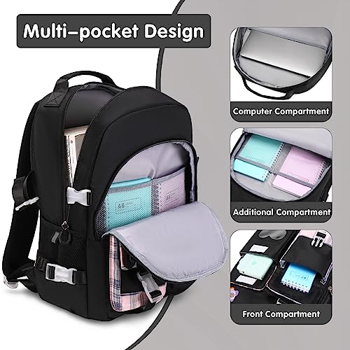 ACESAK Backpack for Girls - Bookbag Backpacks Schoolbag for Girls Kids Teen Women Casual Travel Daypacks - School Bag Elementary Middle School College Cute Backpack with Lunch Box (Black) by ACESAK - Used condition - Image 2