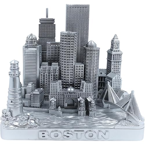 Modèle 3D Boston City Skyline argenté 11,4 cm, souvenir architectural unique