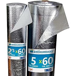 Persianas Aluminio Termico Aislante Térmico Reflexivo de Aluminio (2,5 x 0,6 m) - Aislamiento de cajas de persianas, radiadores, paredes, techos, caravanas, campers, garajes - Antihumedades