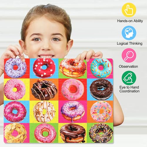 Rompecabezas LELEMON para niños de 4 a 8 años, rompecabezas de donas, 100 piezas, educativo, con caja metálica portátil miniatura 5