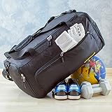 Foldable 40L Gym Bag - Mens & Womens - Sports Duffle - Travel & Airport Bag - Black with Shoe Compartment & Wet Pocket - Waterproof - Image 8